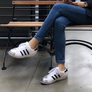 Adidas Superstar sneakers shoes silver head custom